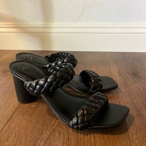 Black Braided Women's Heeled Sandals